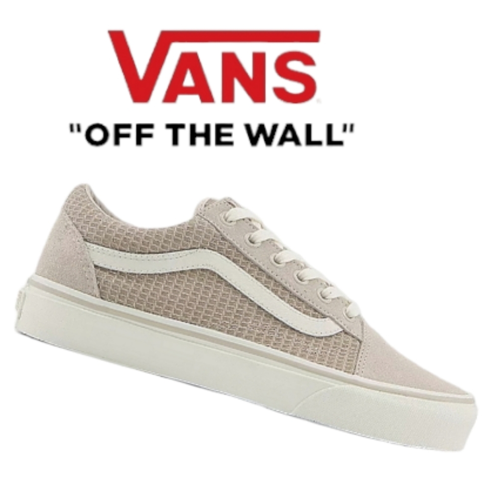 Van's Old Skool Multi Woven Low Top Sneaker in Cream Snow White M's 7.5 W's 9